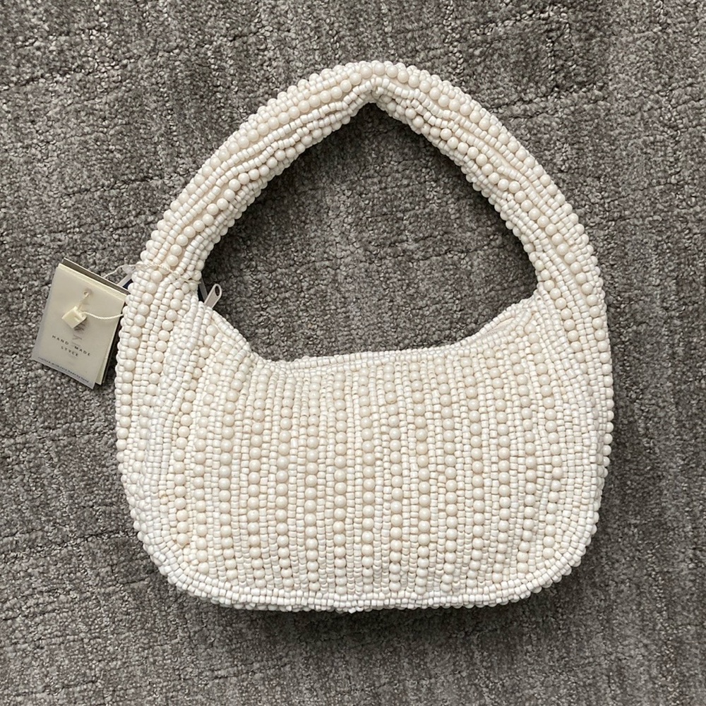 Ankit Kraft Viral Beaded Handbag in Ivory